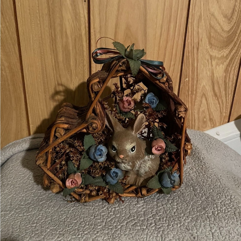 Rustic Wicker Bunny Floral Arrangement